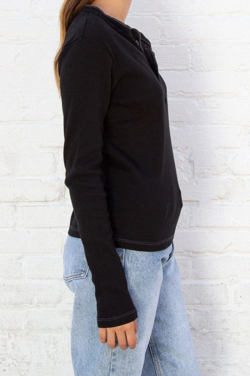 Hauts Brandy Melville Charlie Long Sleeve Noir | CDE-02483274